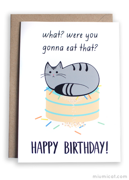 Funny Birthday Card with Cat